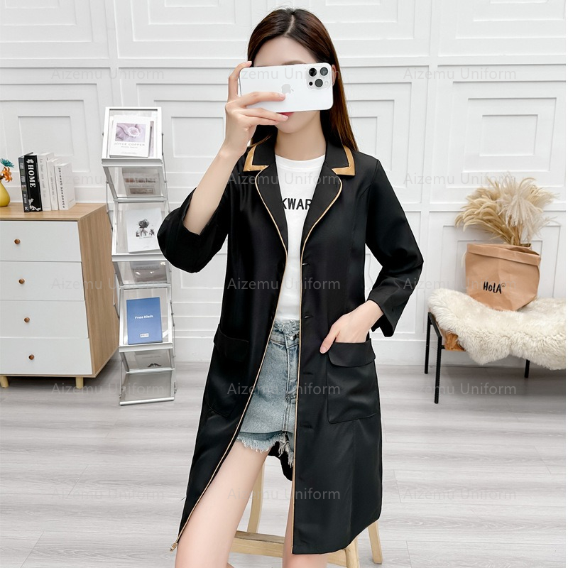 Uniforme de beauté noir avec r - Medical Lab Gown avis et prix