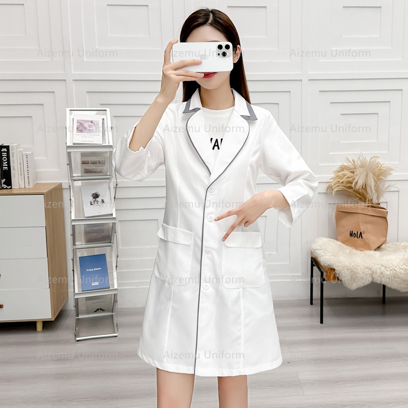 Uniforme de beauté noir avec r - Medical Lab Gown avis et prix